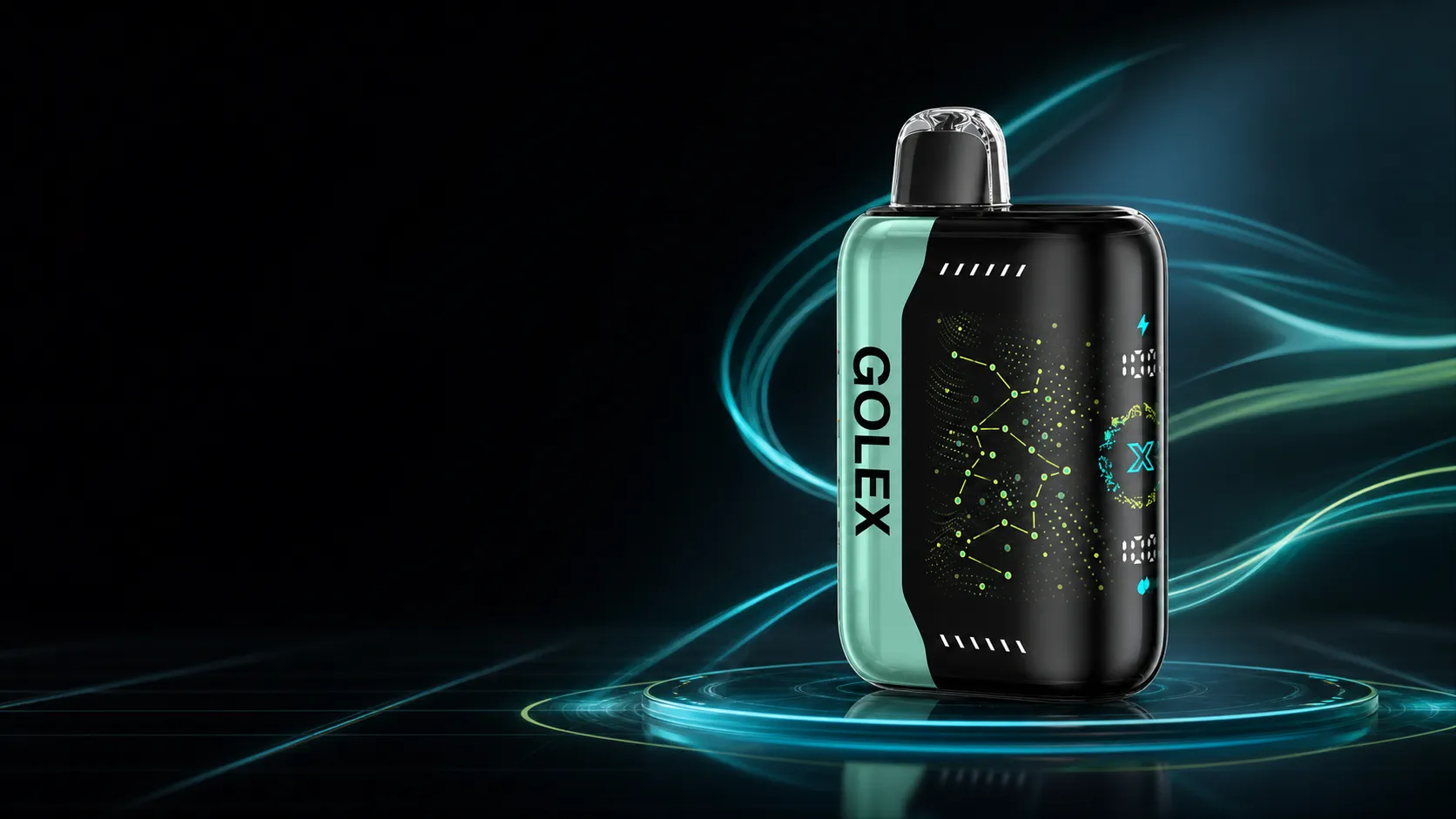 GOLEX Hookah X DTL in a futuristic airflow environment